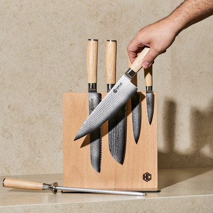 Damascus Steel Knife Set, 7-pc (Blonde)