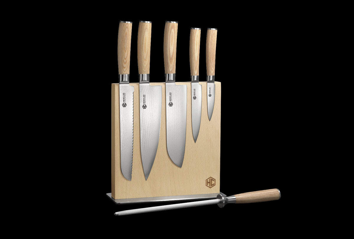 Damascus Steel Knife Set, 7-pc (Blonde)