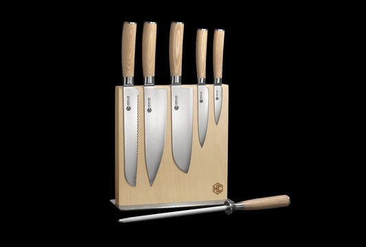 Damascus Steel Knife Set, 7-pc (Blonde)