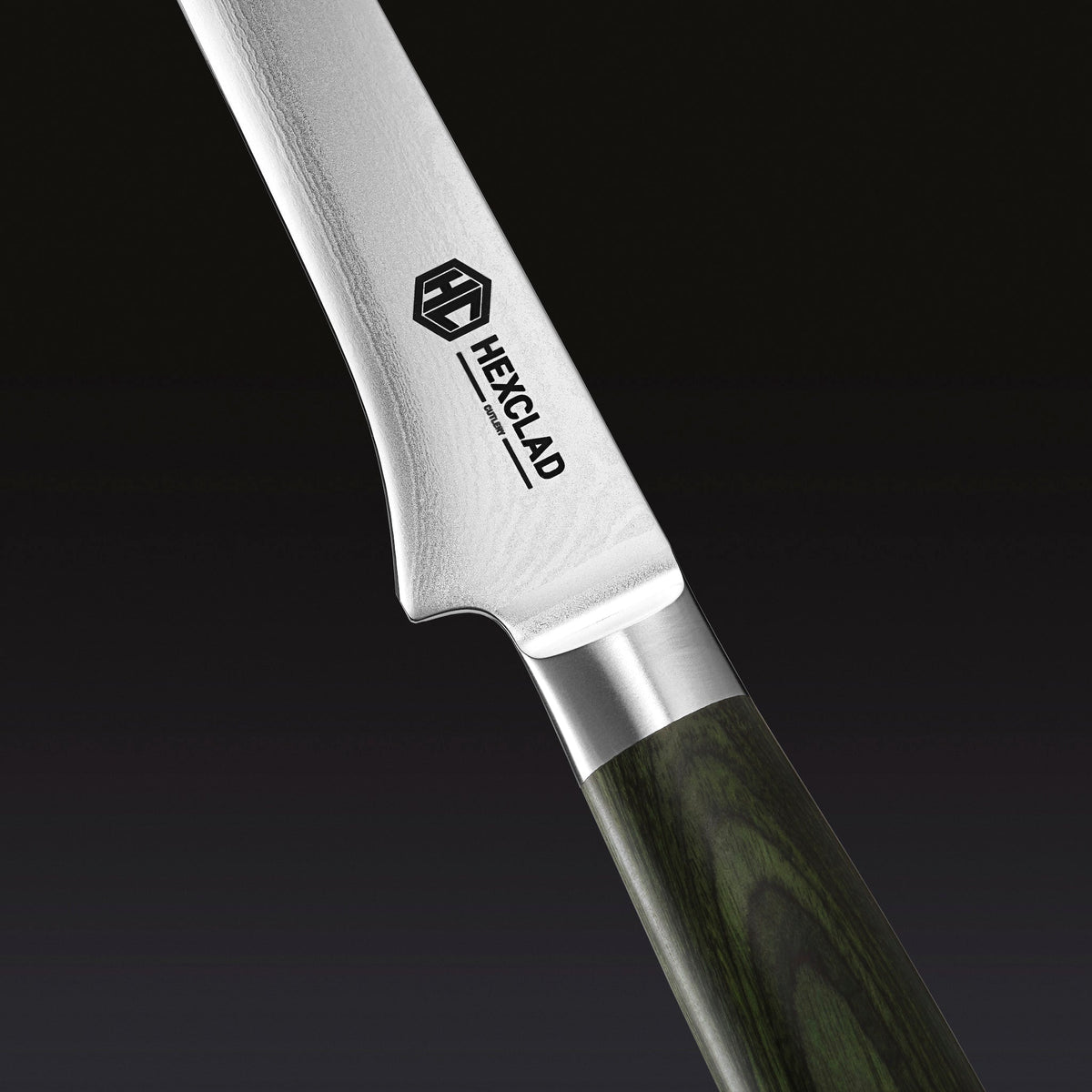 Damascus Steel Boning & Fillet Knife, 6" (Green)